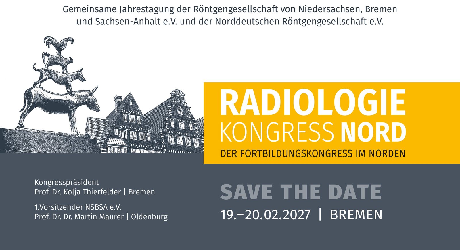 Save the Date: Radiologiekongress Nord, 19. bis 20. Februar 2027 in Bremen